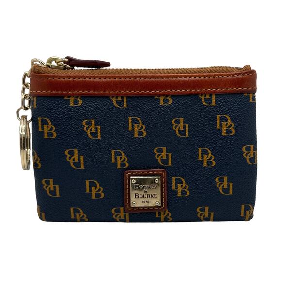 DOONEY & BOURKE Blue Brown Signature Pouch Case with Keychain - Picture 1 of 7